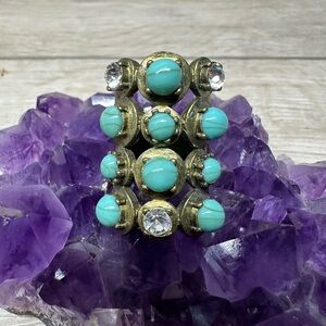 Vintage Turquoise and Gold Colored Statement Ring